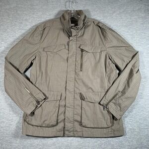 John Varvatos Jacket Mens 54 Brown Plaid Military Full Zip‎ Pockets Casual Lined